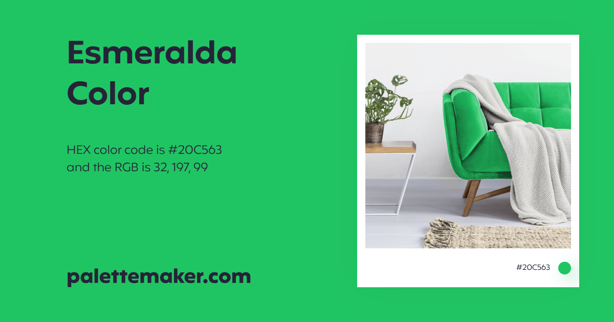 Esmeralda Color - HEX #20C563 Meaning and Live Previews - PaletteMaker