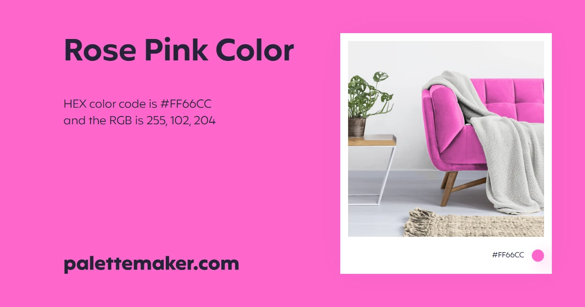 Rose Pink Color - HEX #FF66CC Meaning and Live Previews